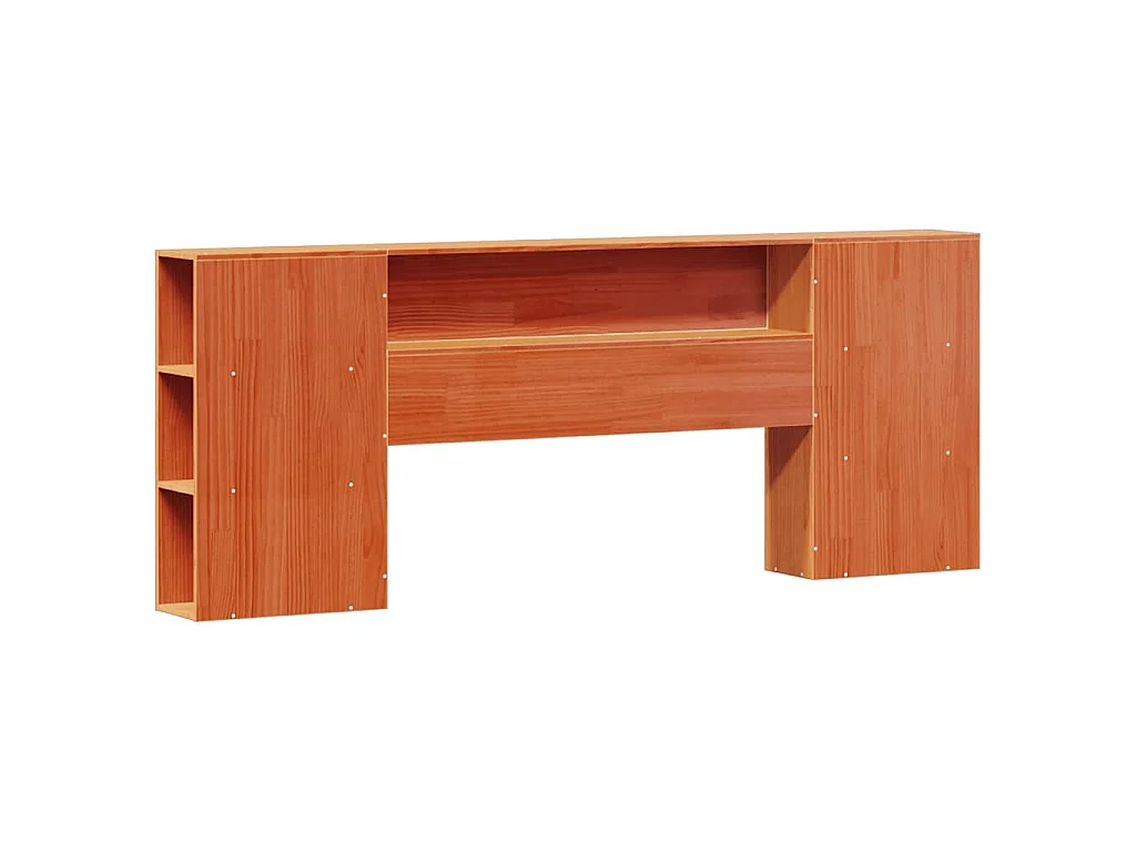 Bed met boekenkast zonder matras grenenhout wasbruin 200x200 cm
