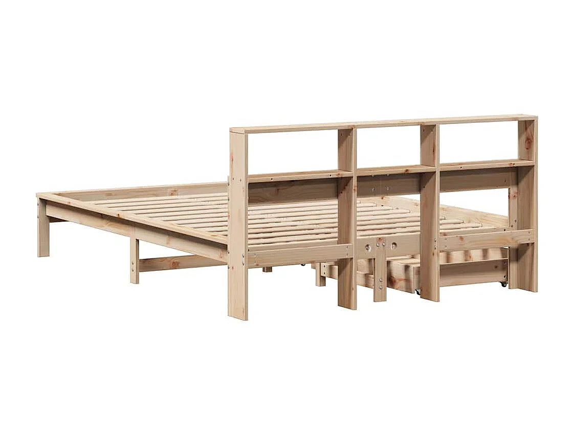 Lit bibliothèque sans matelas 120x190 cm bois de pin massif