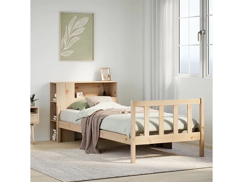 Cama com estante sem colchão 100x200 cm pinho maciço