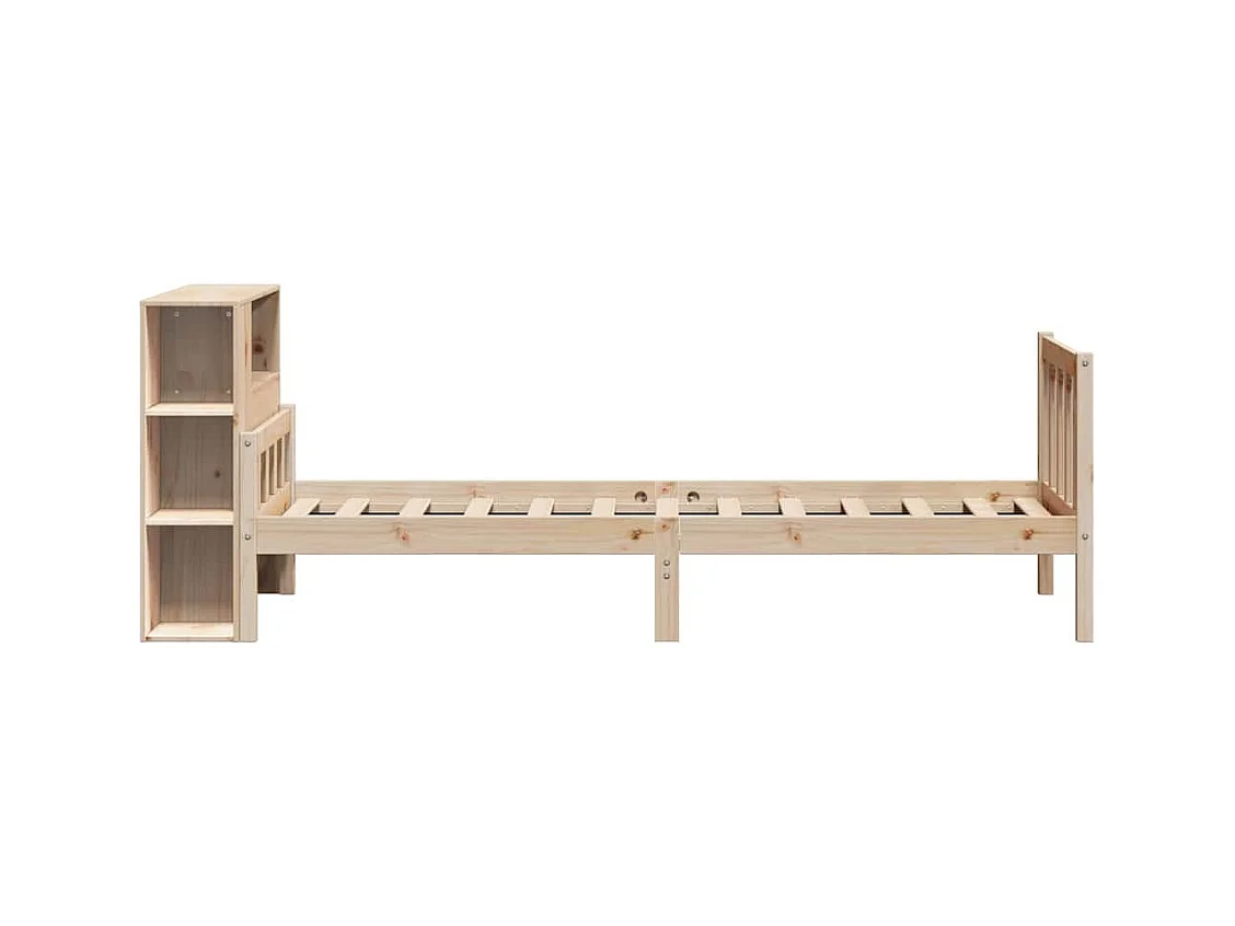 Lit bibliothèque sans matelas 90x190 cm bois de pin massif