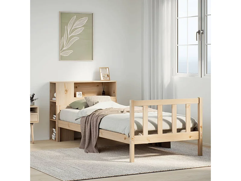 Massivholzbett mit Regal ohne Matratze 90x190 cm Kiefer