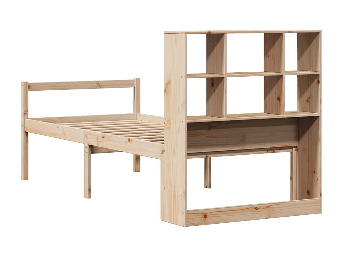 Bed met boekenkast zonder matras massief grenenhout 100x200 cm