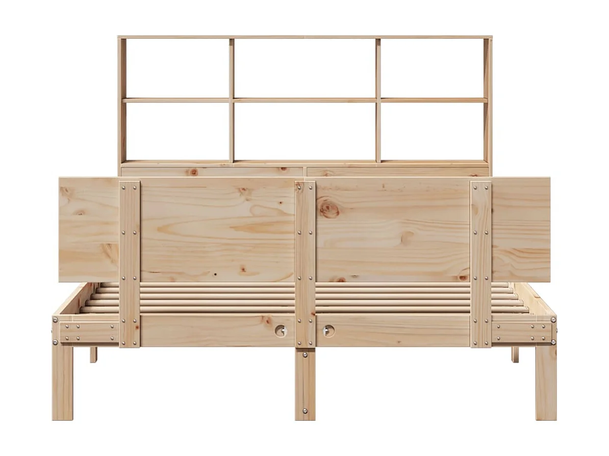 Bed met boekenkast zonder matras massief grenenhout 160x200 cm