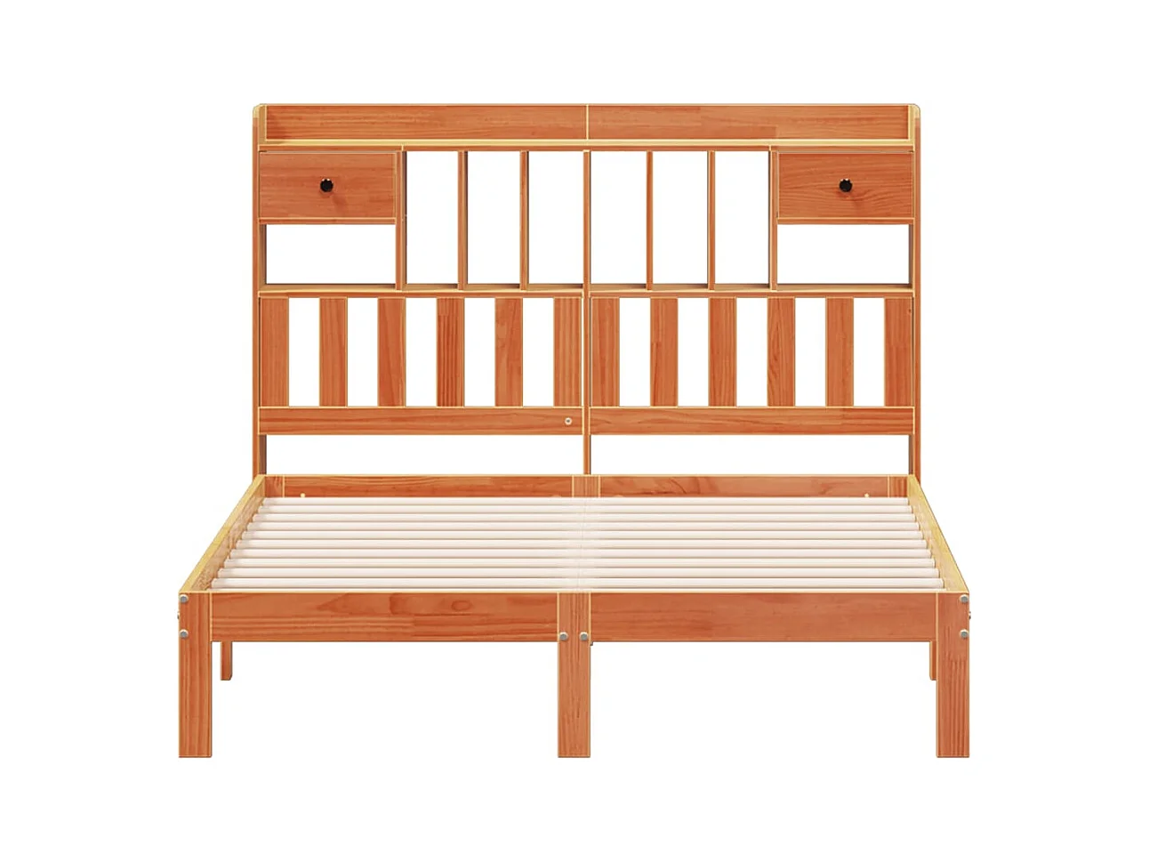 Lit bibliothèque sans matelas cire marron 140x190 cm pin massif