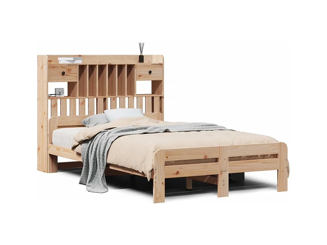 Cama com estante sem colchão 135x190 cm pinho maciço