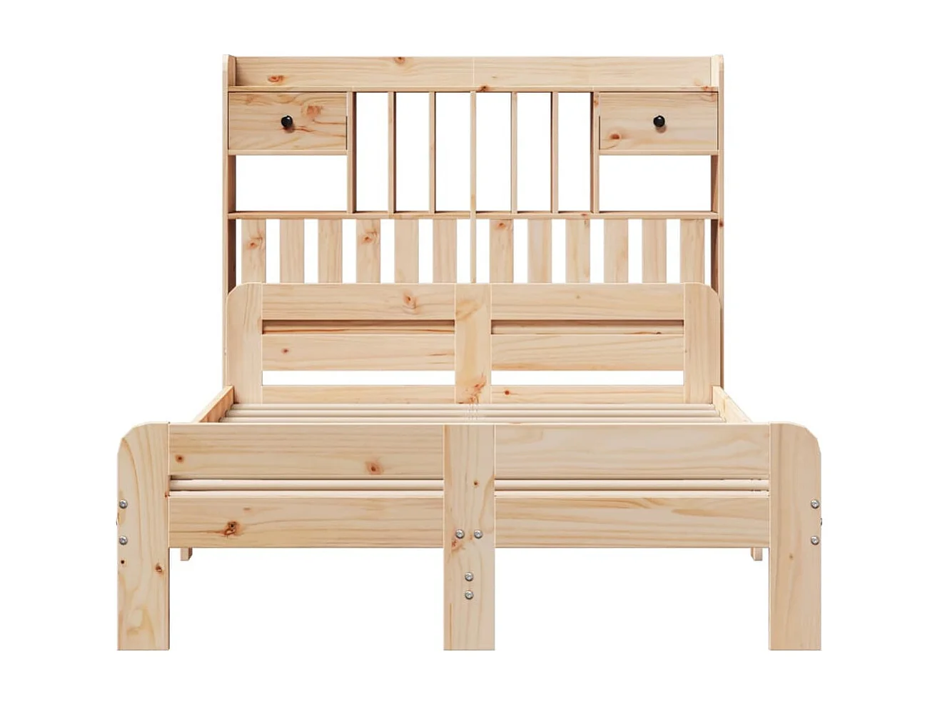 Lit bibliothèque sans matelas 135x190 cm bois de pin massif