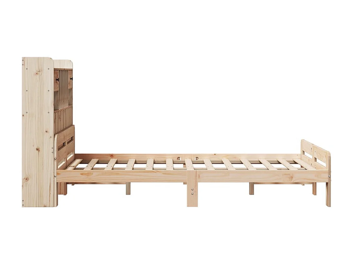 Lit bibliothèque sans matelas 135x190 cm bois de pin massif