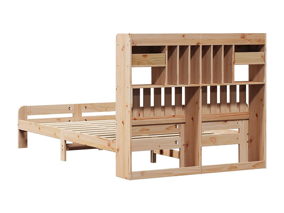 Lit bibliothèque sans matelas 135x190 cm bois de pin massif