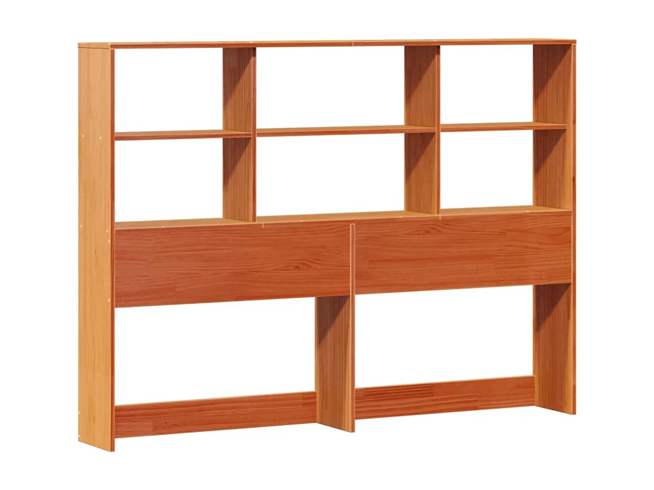 Bed met boekenkast zonder matras grenenhout wasbruin 135x190 cm