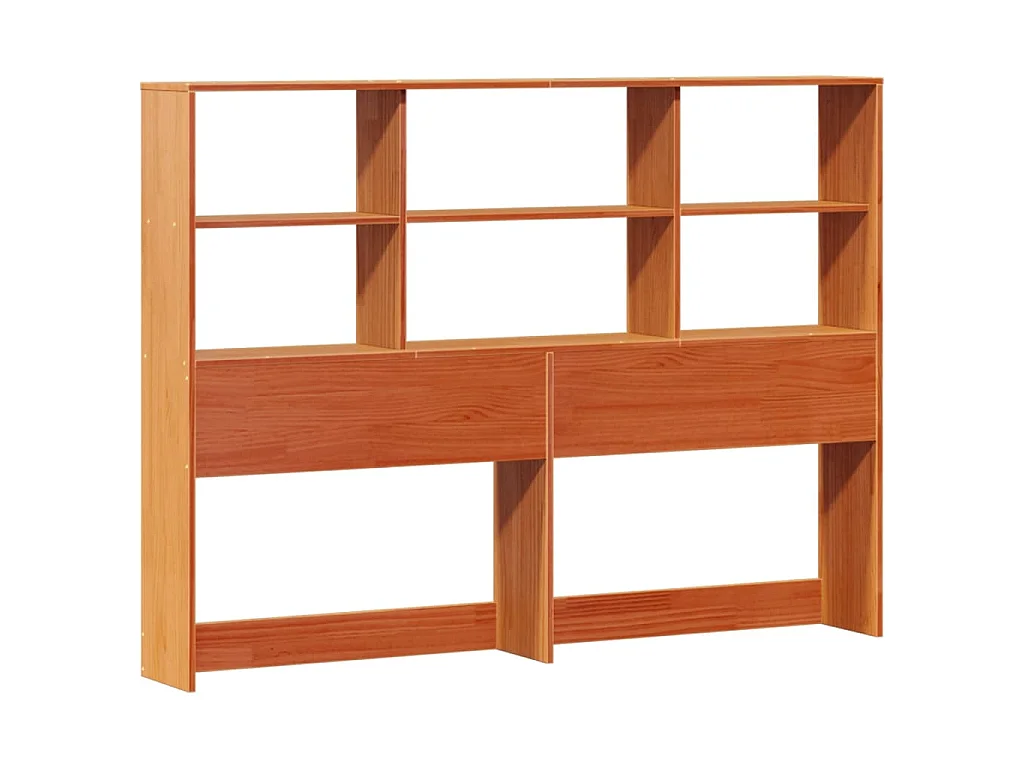 Lit bibliothèque sans matelas cire marron 135x190 cm pin massif