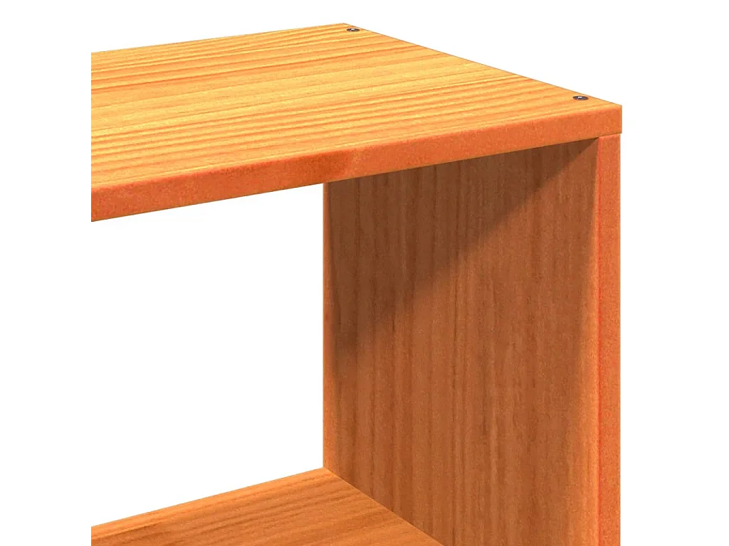 Lit bibliothèque sans matelas cire marron 135x190 cm pin massif