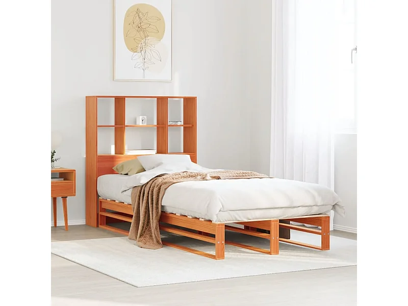 Letto Libreria senza Materasso Marrone Cera 75x190 cm Legno