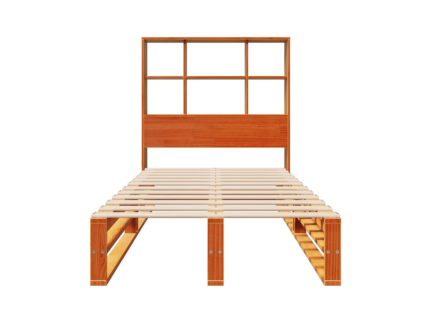 Lit bibliothèque sans matelas cire marron 75x190 cm bois massif