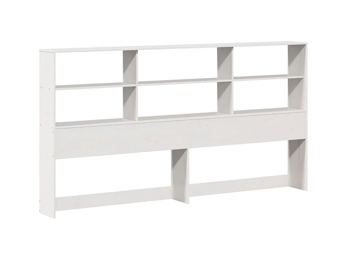 Lit bibliothèque sans matelas blanc 200x200 cm bois pin massif