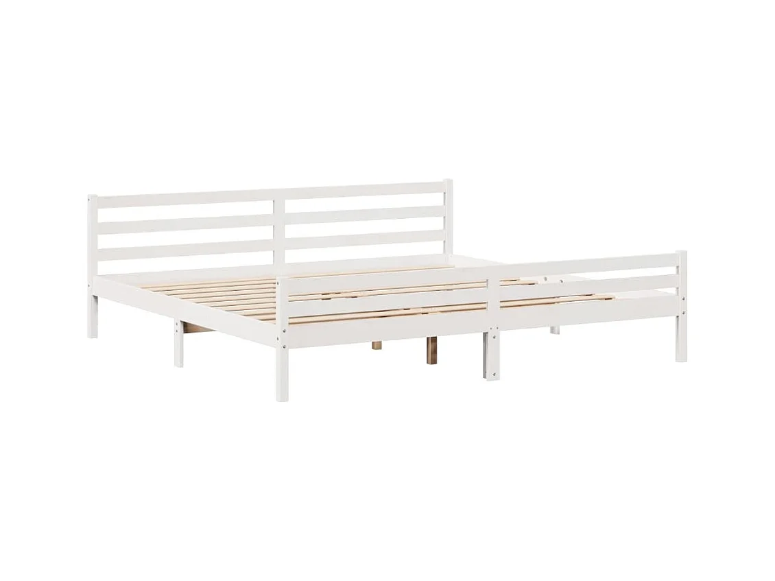 Lit bibliothèque sans matelas blanc 200x200 cm bois pin massif