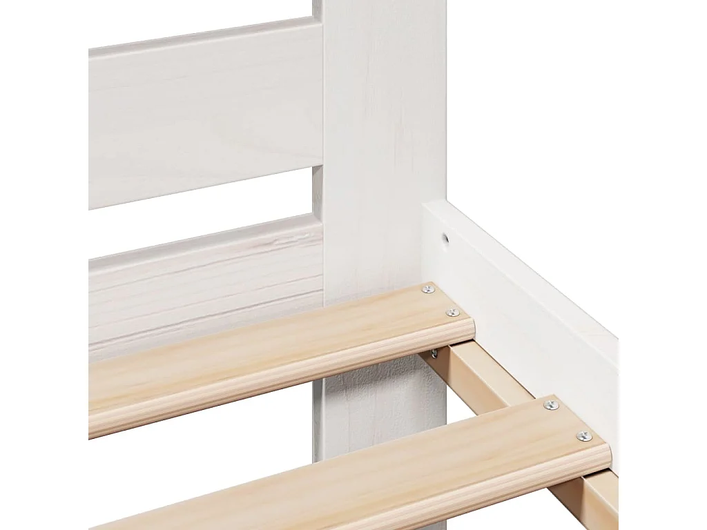 Lit bibliothèque sans matelas blanc 200x200 cm bois pin massif