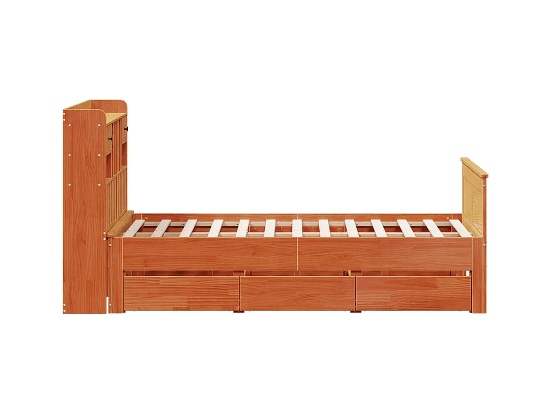 Cama com estante sem colchão 135x190 cm pinho maciço