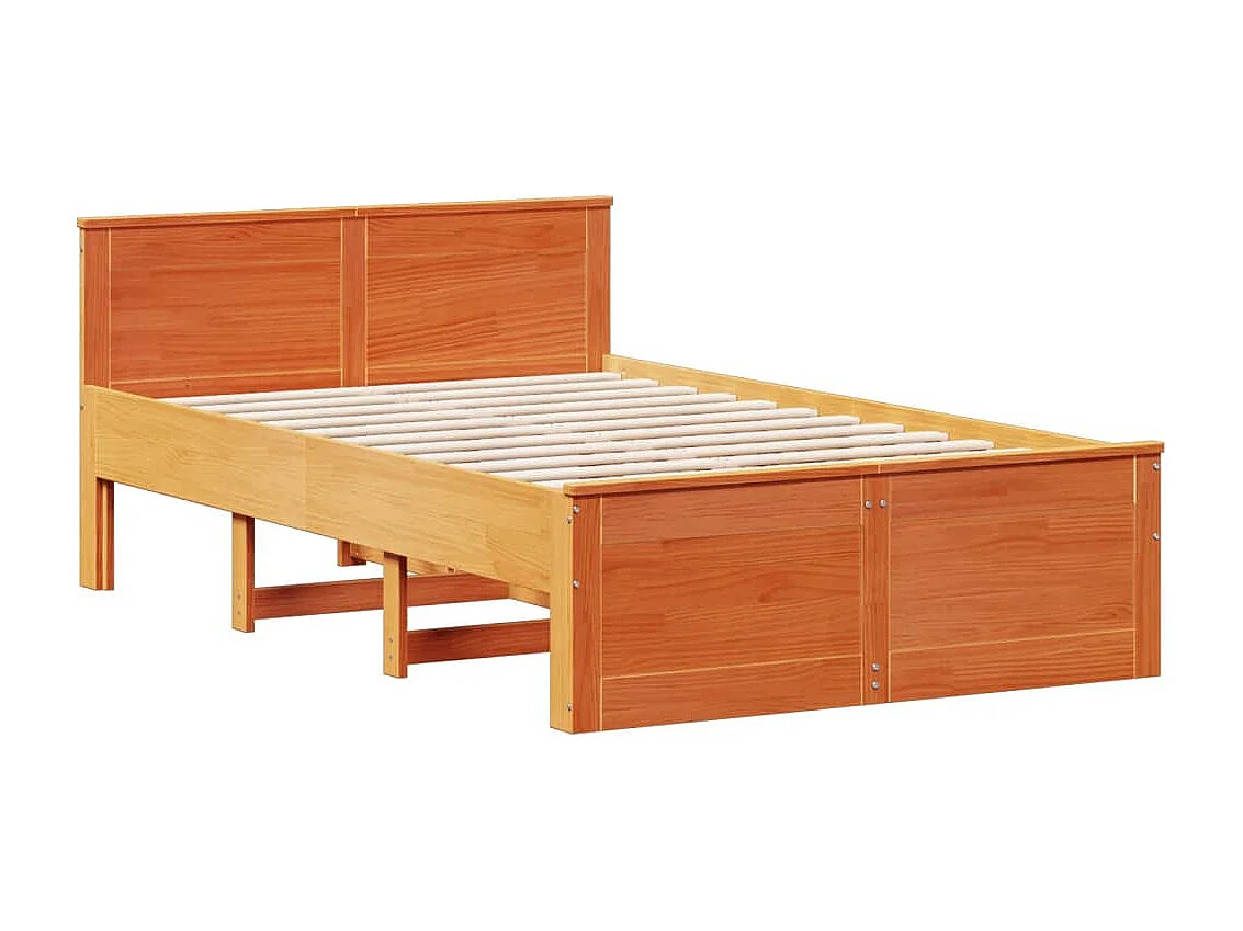 Letto Libreria senza Materasso Marrone Cera 135x190 cm in Pino