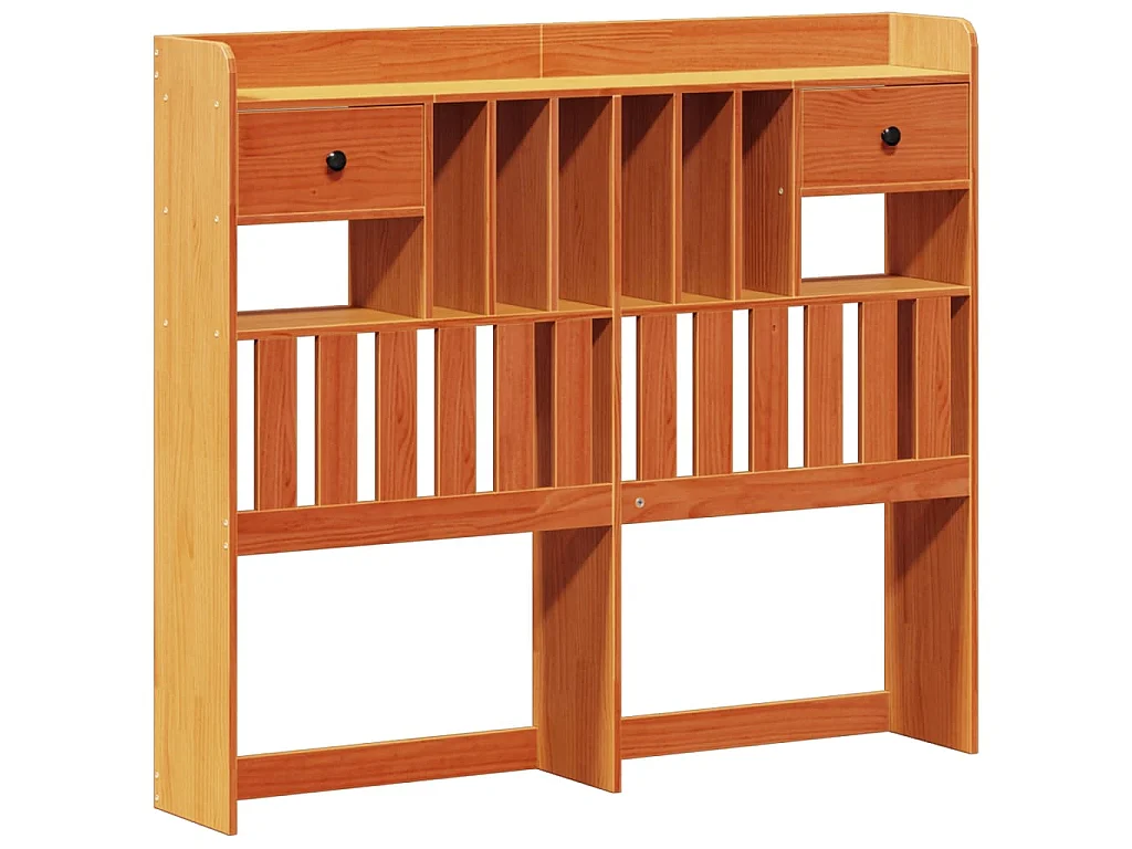 Lit bibliothèque sans matelas cire marron 135x190 cm pin massif