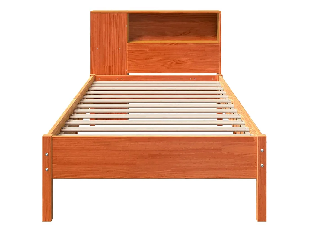 Lit bibliothèque sans matelas cire marron 100x200 cm pin massif