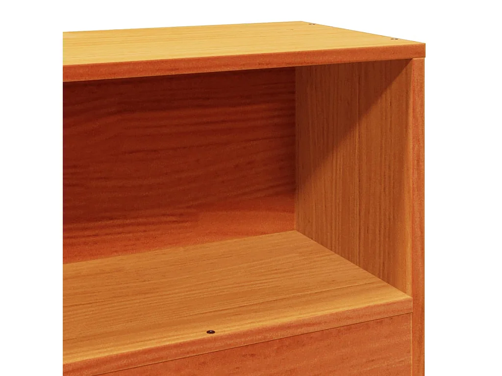 Lit bibliothèque sans matelas cire marron 100x200 cm pin massif