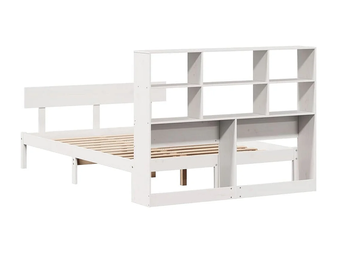 Lit bibliothèque sans matelas blanc 160x200 cm bois pin massif