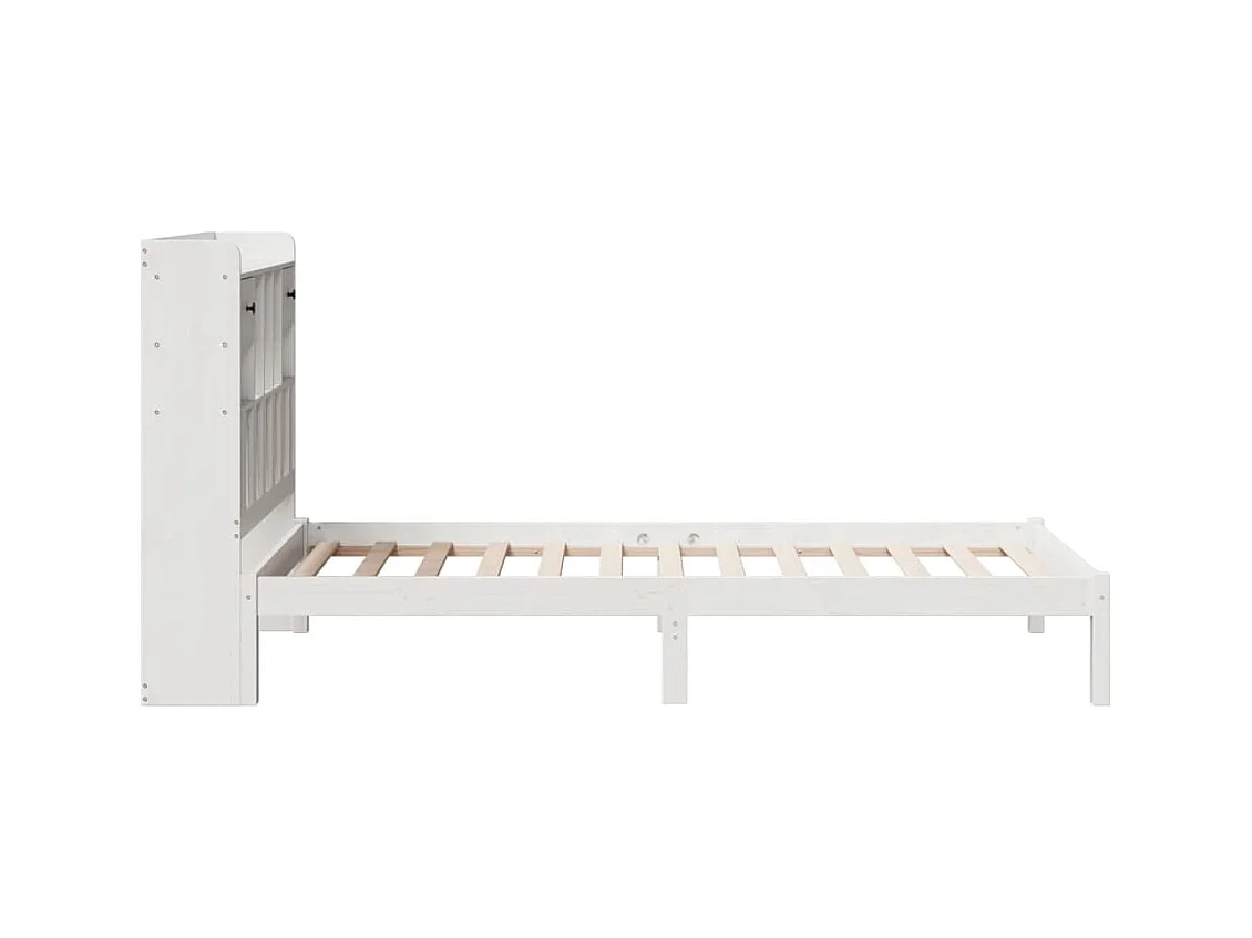 Massivholzbett mit Regal ohne Matratze Weiß 75x190 cm Kiefer
