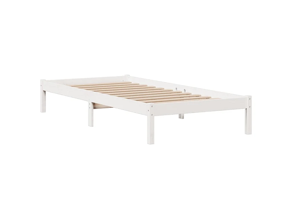 Lit bibliothèque sans matelas blanc 75x190cm bois de pin massif