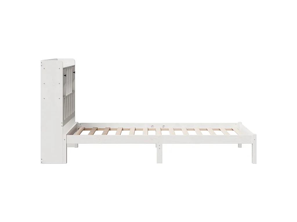 Lit bibliothèque sans matelas blanc 75x190cm bois de pin massif