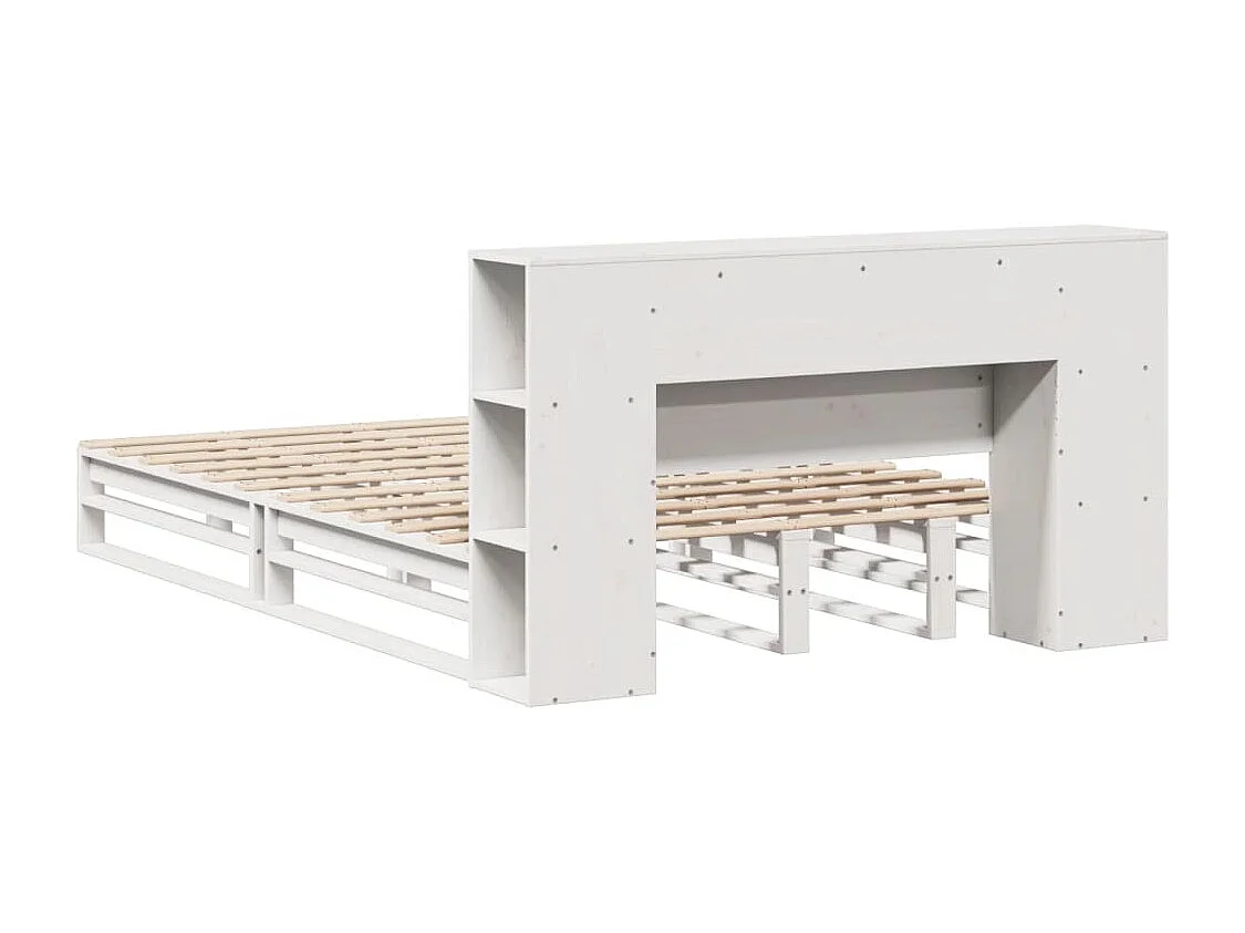 Lit bibliothèque sans matelas blanc 120x200 cm bois massif