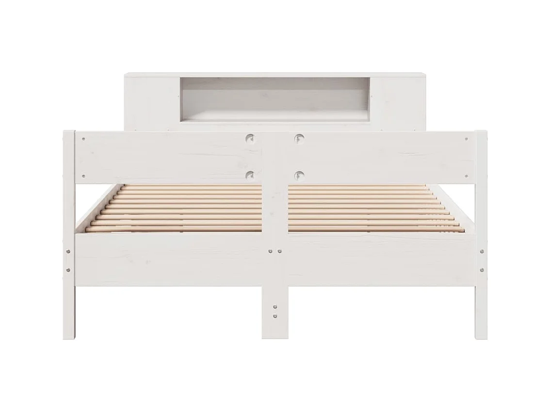 Lit bibliothèque sans matelas blanc 120x200 cm bois pin massif