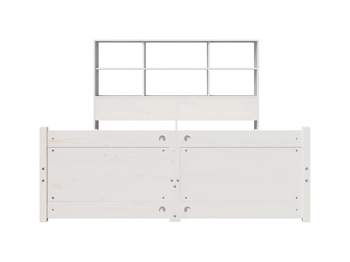Lit bibliothèque sans matelas blanc 140x190 cm bois pin massif