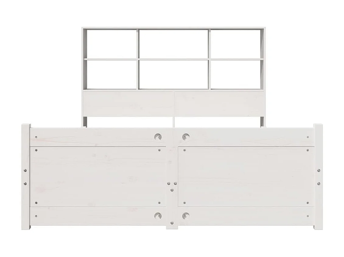 Massivholzbett mit Regal ohne Matratze Weiß 140x190 cm Kiefer