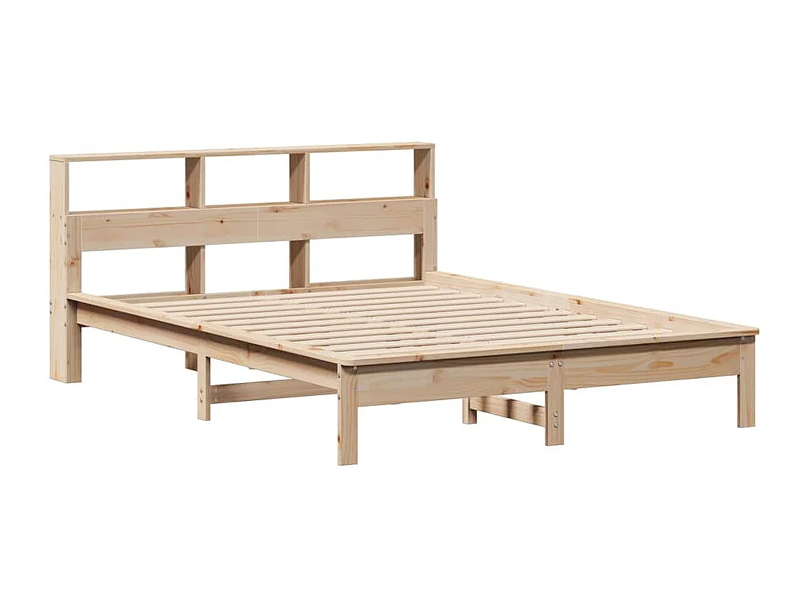Bed met boekenkast zonder matras massief grenenhout 140x200 cm
