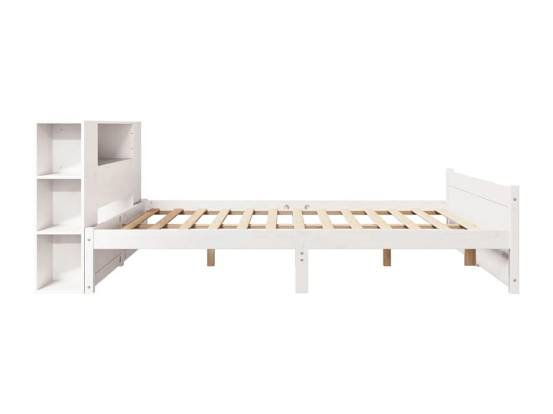 Lit bibliothèque sans matelas blanc 120x200 cm bois pin massif