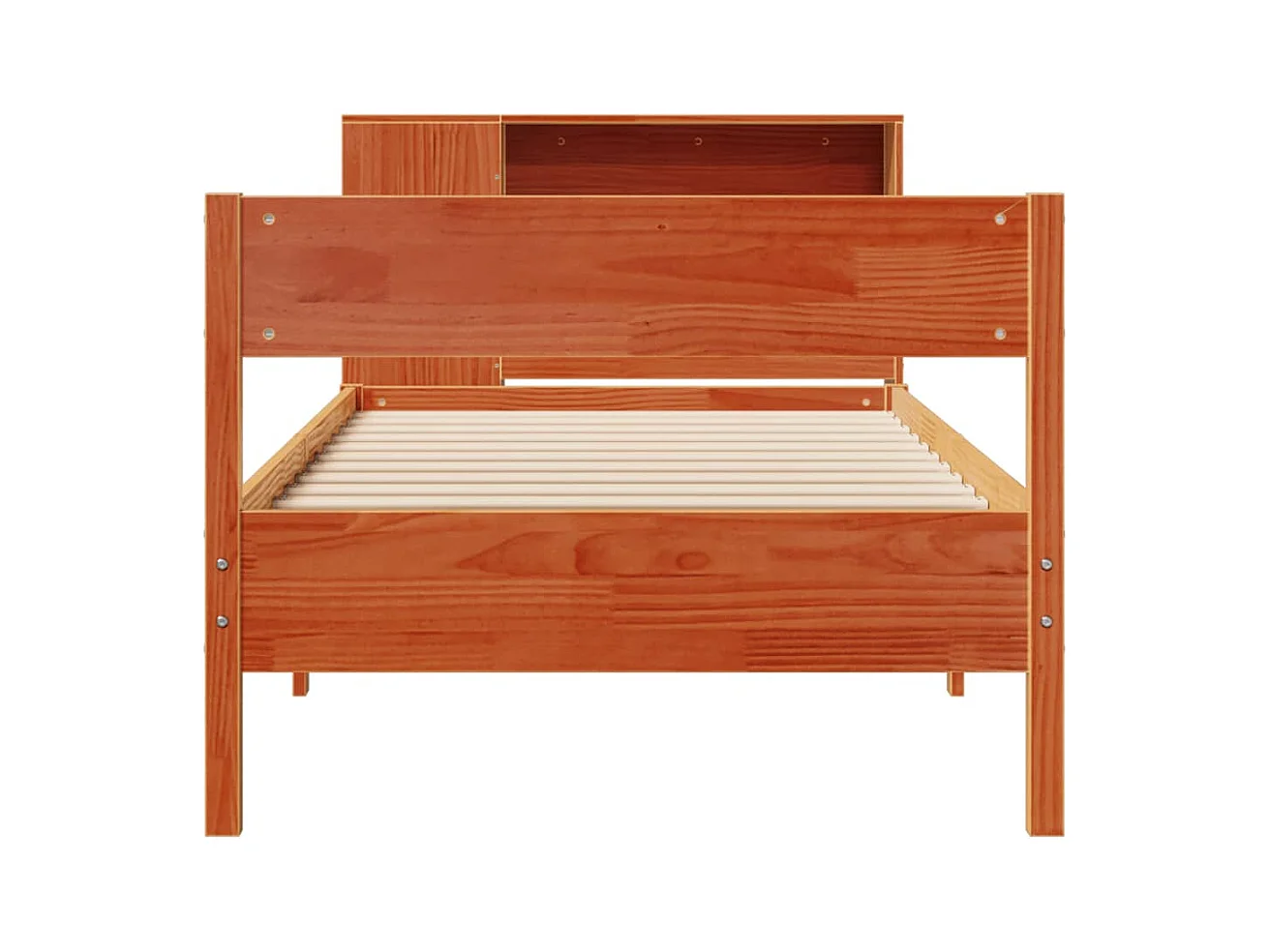Massivholzbett mit Regal ohne Matratze Wachsbraun 100x200 cm