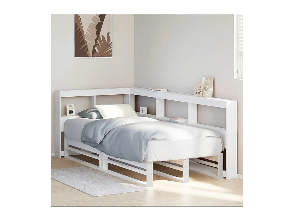 Letto Libreria senza Materasso Bianca 90x200 cm Legno di Pino