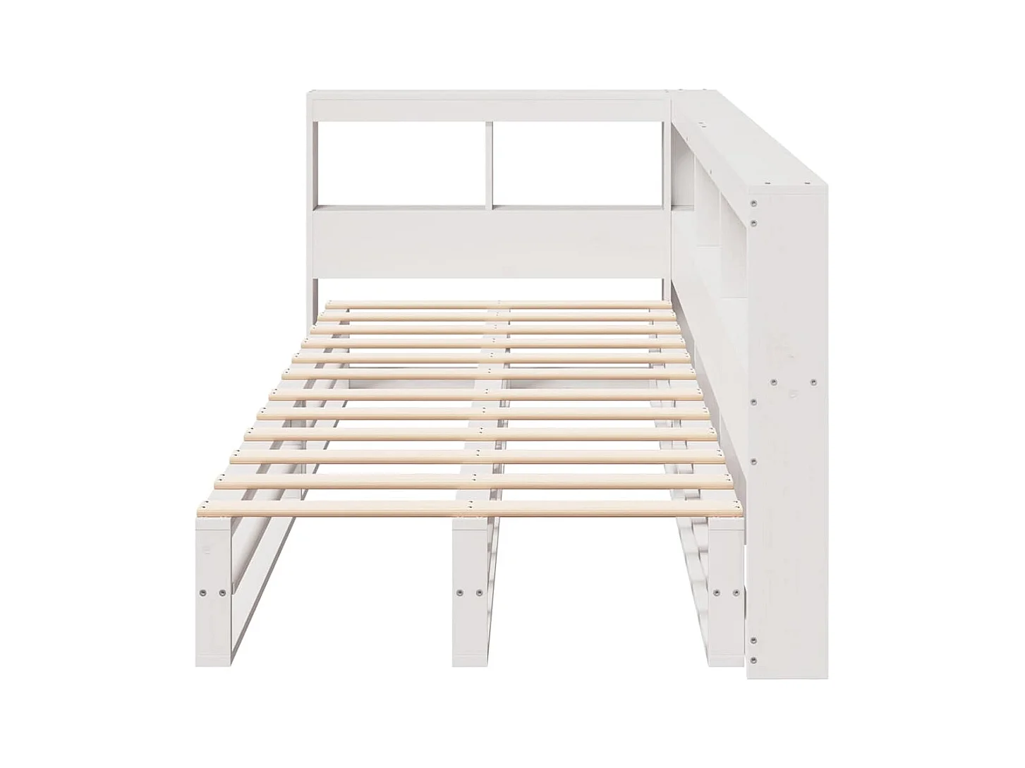 Letto Libreria senza Materasso Bianca 90x200 cm Legno di Pino