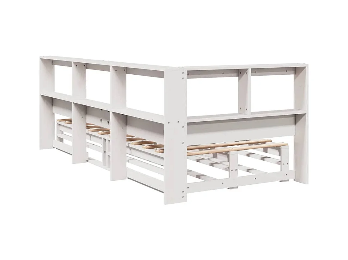 Letto Libreria senza Materasso Bianca 90x200 cm Legno di Pino
