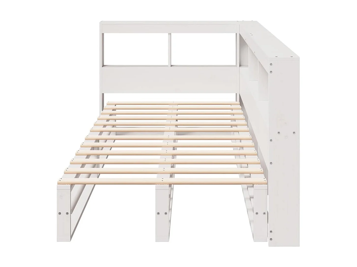 Cama com estante sem colchão 90x200 cm pinho maciço branco