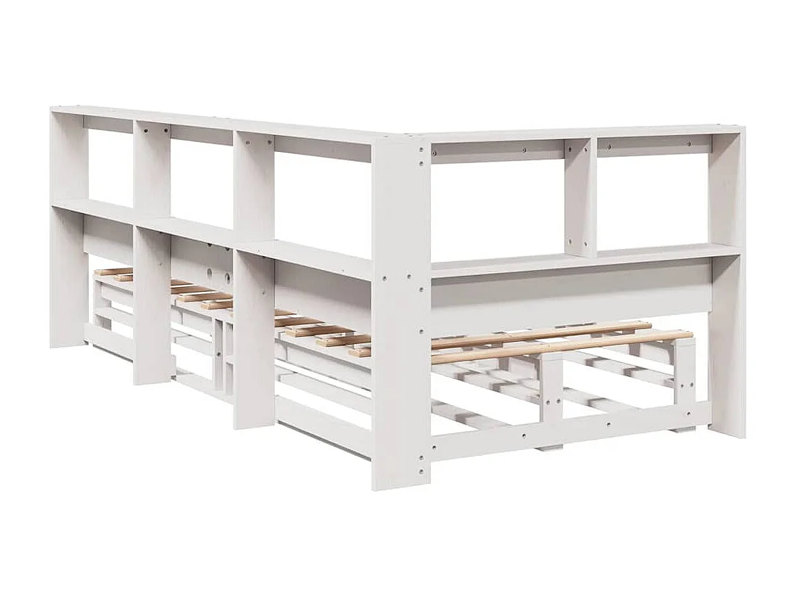 Cama com estante sem colchão 90x200 cm pinho maciço branco