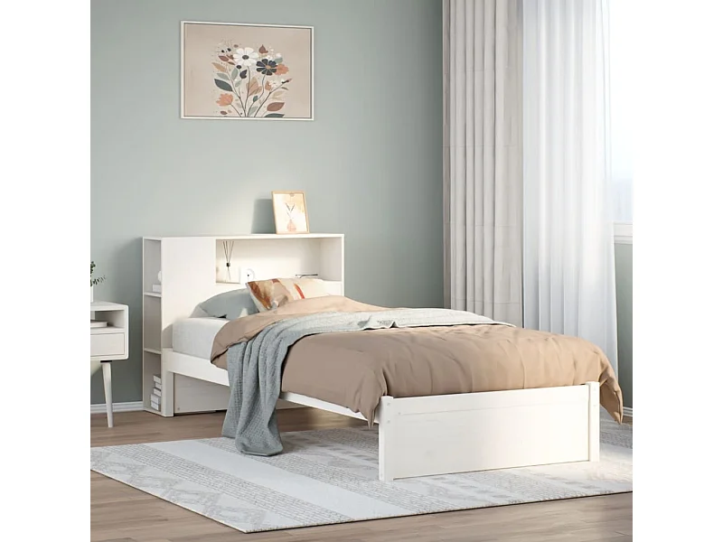 Letto con Libreria senza Materasso 75x190 cm in Legno Pino