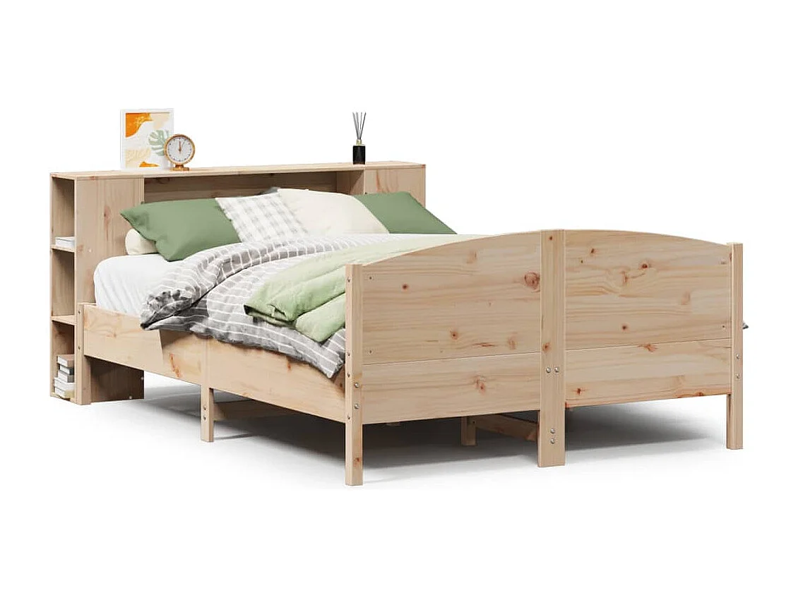 Lit bibliothèque sans matelas 120x190 cm bois de pin massif