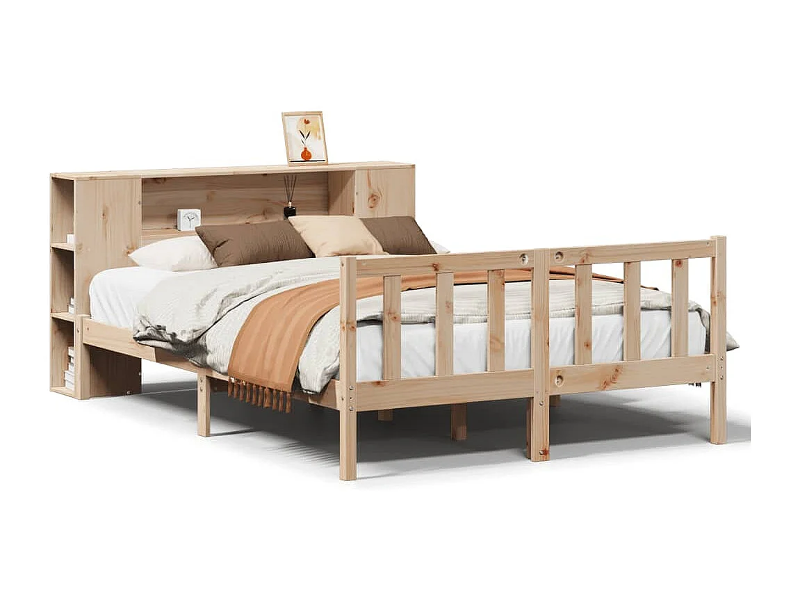 Letto Libreria senza Materasso 120x190cm Legno Massello di Pino
