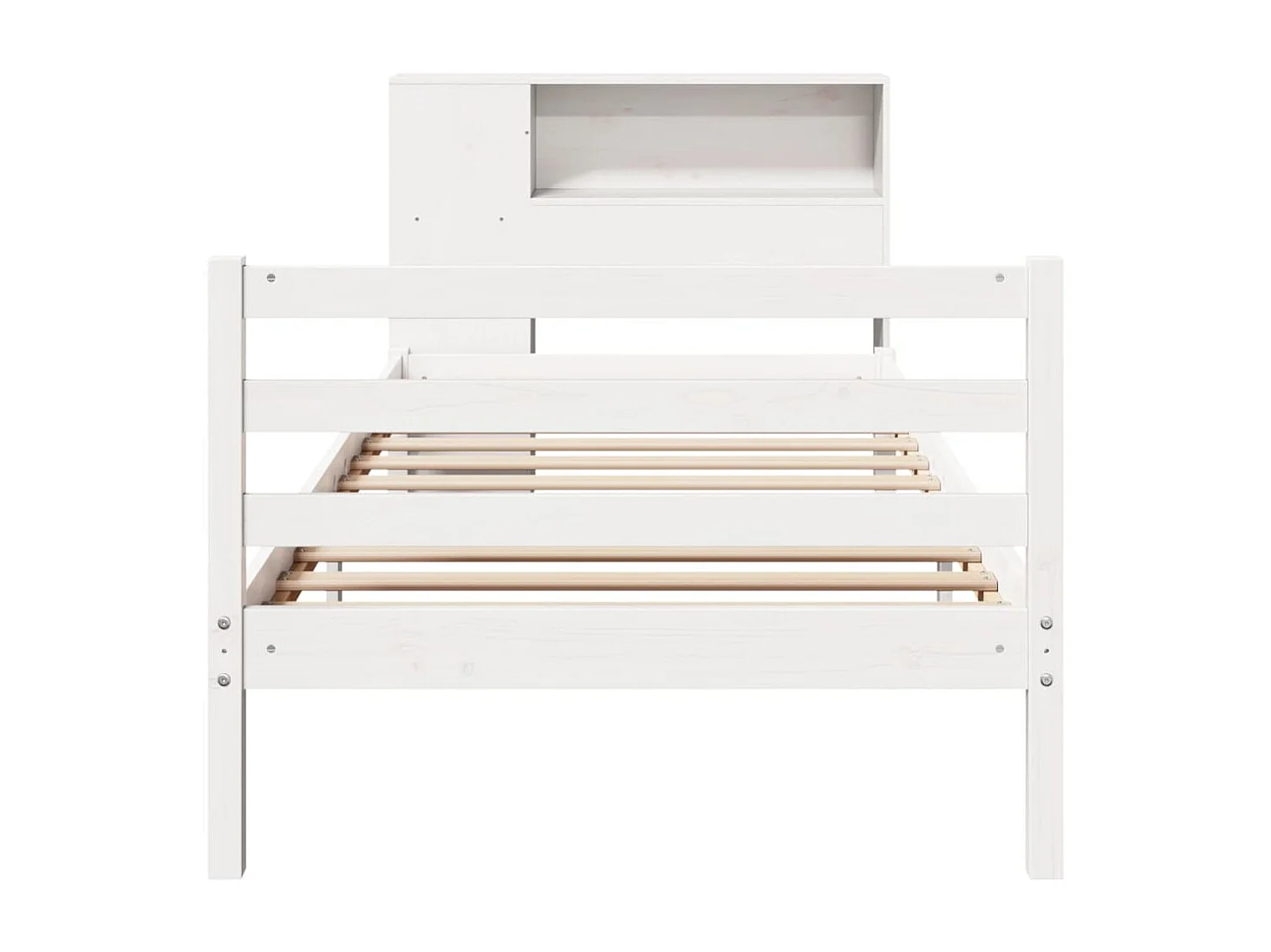 Lit bibliothèque sans matelas blanc 75x190cm bois de pin massif