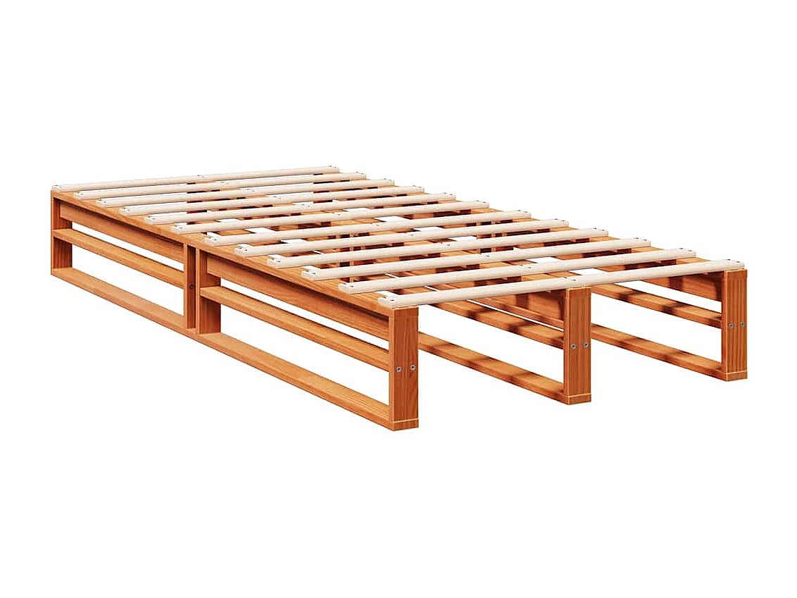 Massivholzbett mit Regal ohne Matratze Wachsbraun 75x190 cm