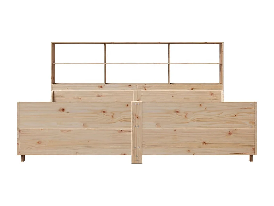 Bed met boekenkast zonder matras massief hout 200x200 cm