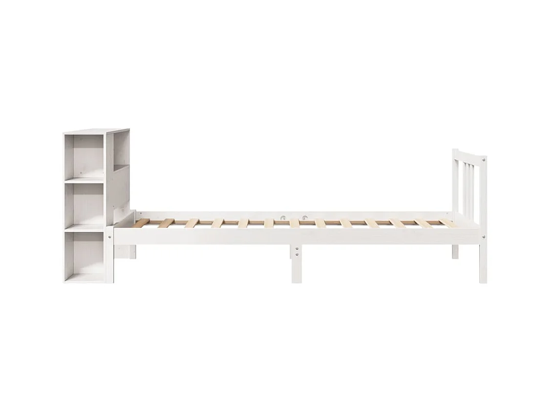 Letto Libreria senza Materasso Bianca 90x200 cm Legno di Pino