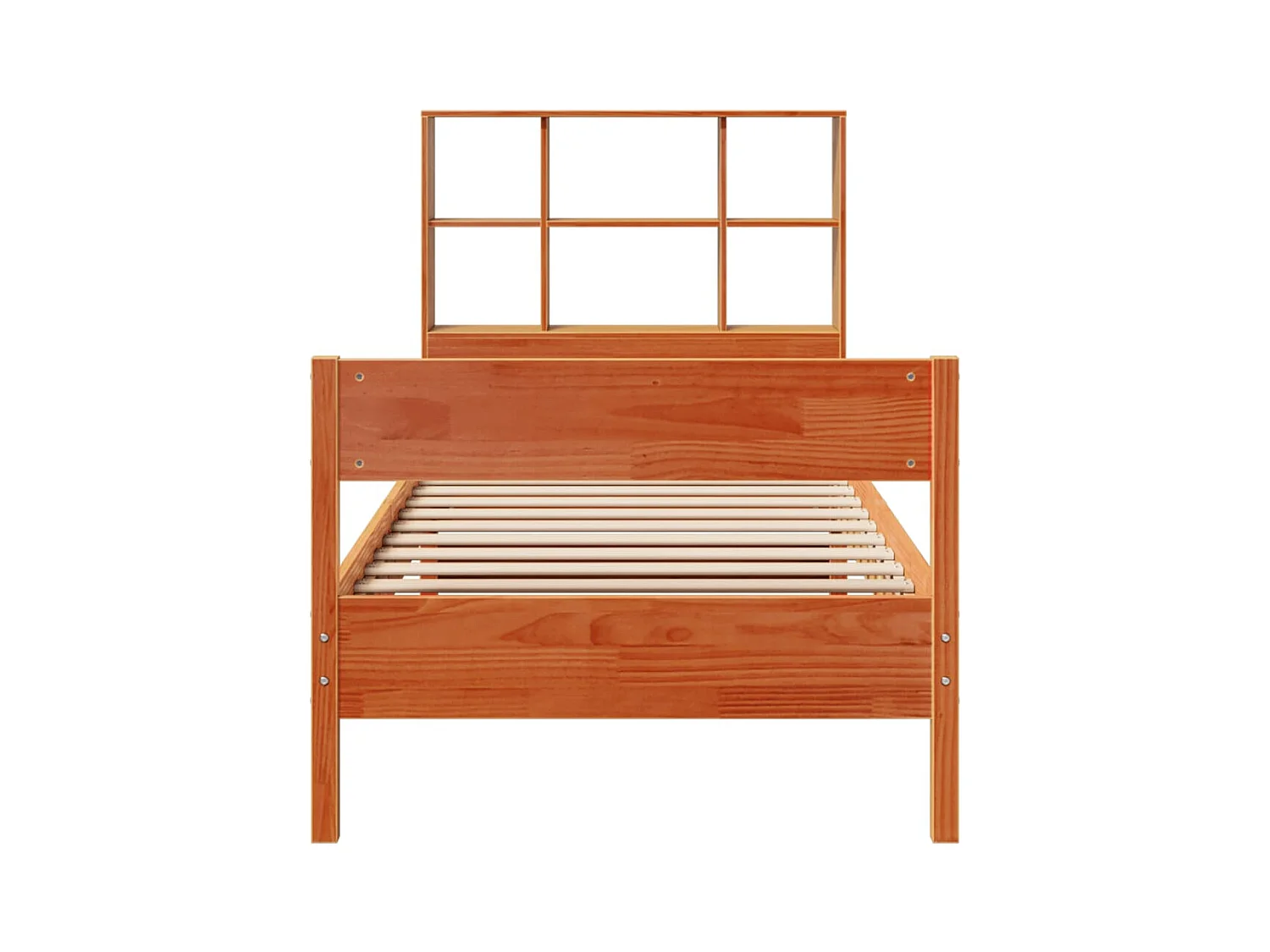 Massivholzbett mit Regal ohne Matratze Wachsbraun 90x200 cm