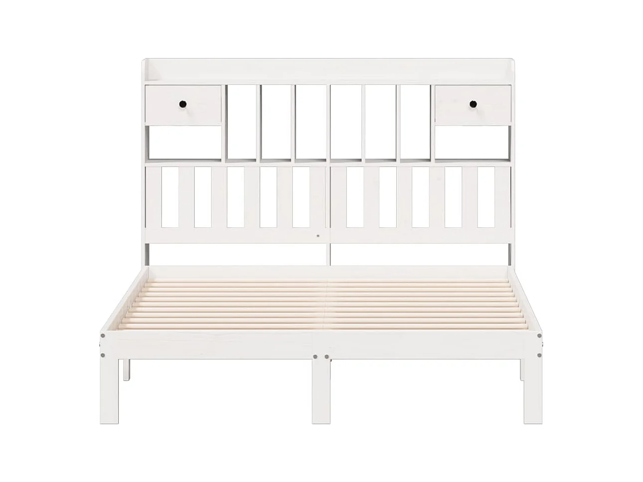 Lit bibliothèque sans matelas blanc 140x190 cm bois pin massif